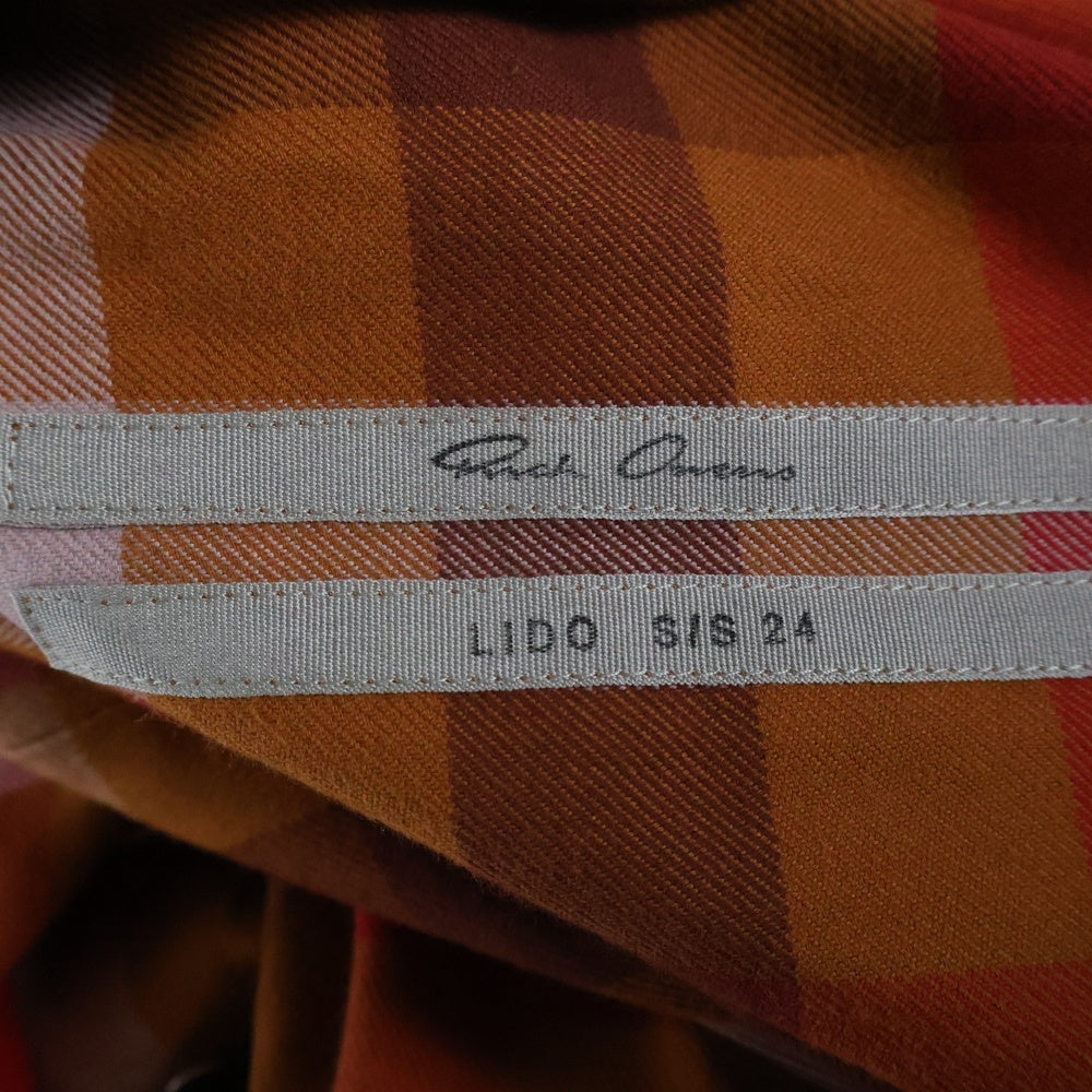 Rick Owens(リックオウエンス) 24SS LARRY FOGPOCKET SHIRT ラリーシャツ 長袖チェックシャツ オレンジ RU01D3287-CP