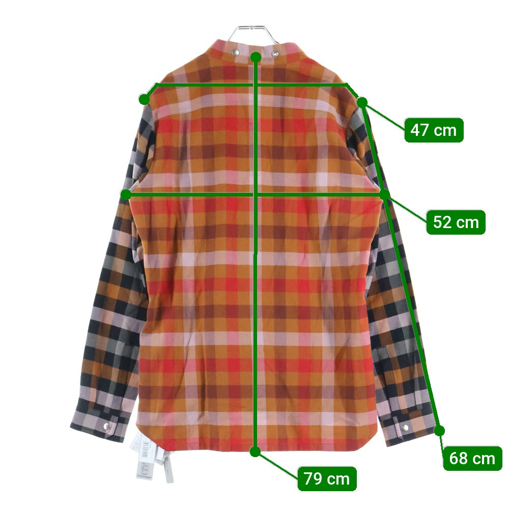 Rick Owens(リックオウエンス) 24SS LARRY FOGPOCKET SHIRT ラリーシャツ 長袖チェックシャツ オレンジ RU01D3287-CP