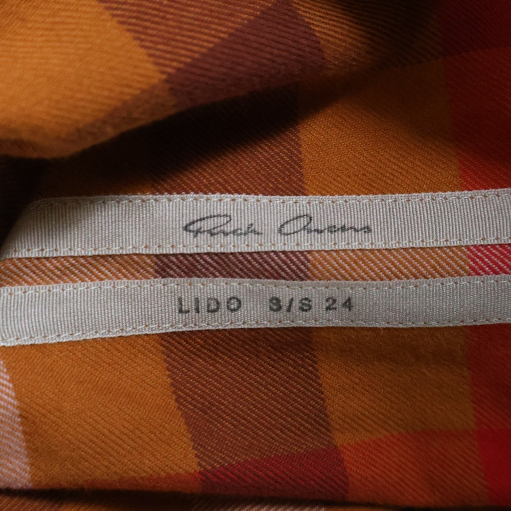 Rick Owens(リックオウエンス) 24SS LARRY FOGPOCKET SHIRT ラリーシャツ 長袖チェックシャツ オレンジ RU01D3287-CP