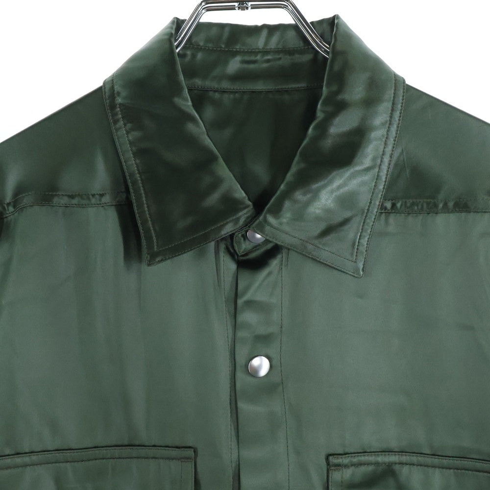 Rick Owens(リックオウエンス) 21AW KAHKI SATIN OUTERSHIRT サテン 長袖シャツ アウターシャツ カーキ RP02A7720-QLX