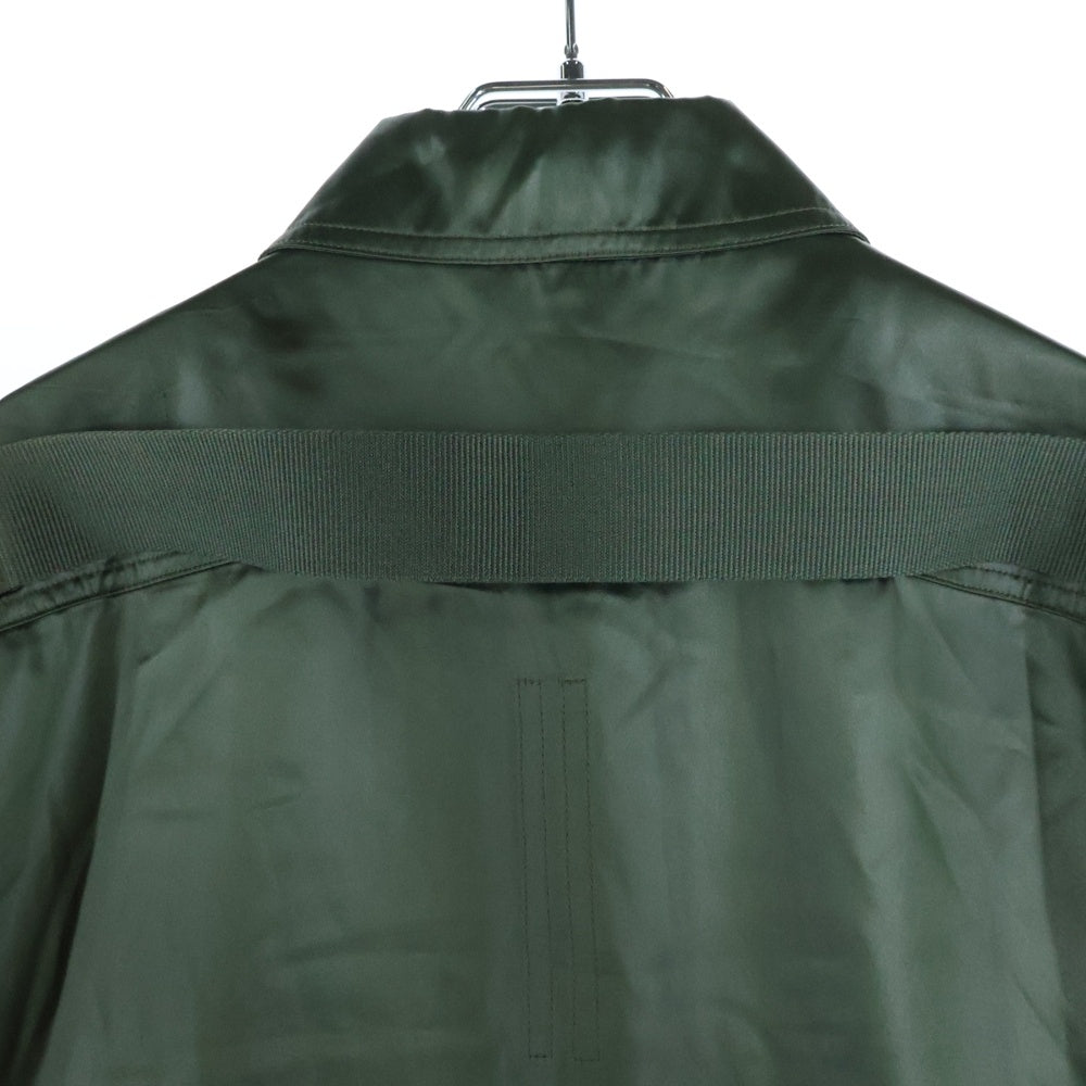 Rick Owens(リックオウエンス) 21AW KAHKI SATIN OUTERSHIRT サテン 長袖シャツ アウターシャツ カーキ RP02A7720-QLX
