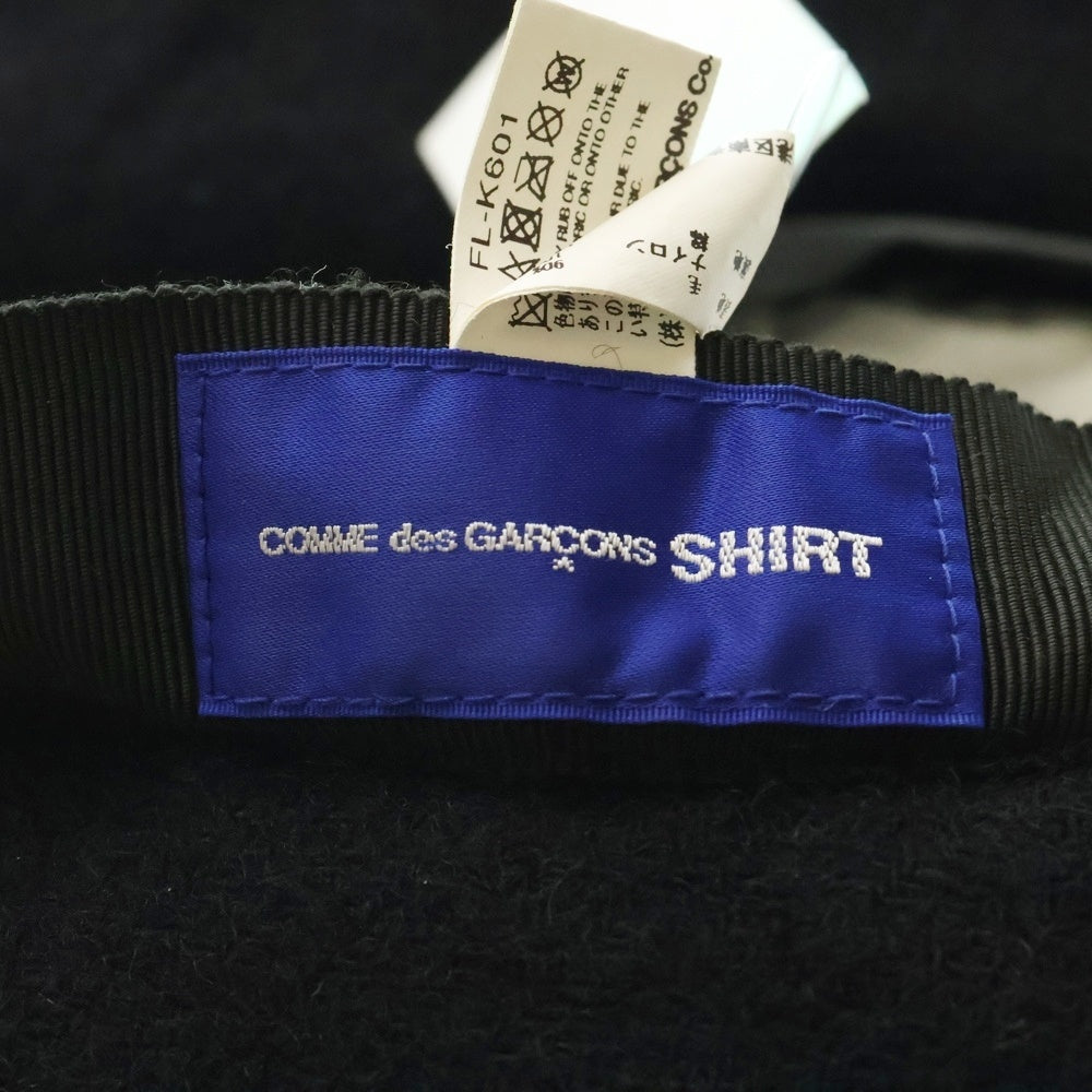 COMME des GARCONS SHIRT(コムデギャルソンシャツ) WOOL NYLON TWEED GARMENT MILLED HAT ウールナイロン バケットハット ブラック 帽子 FL-K601