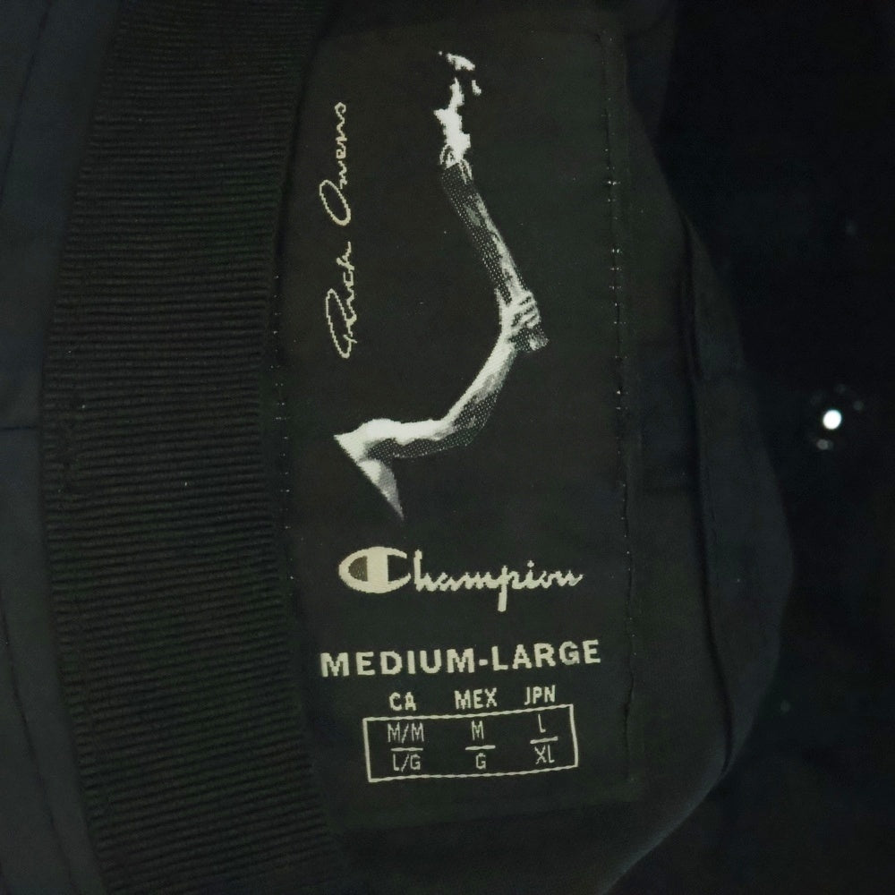 Rick Owens(リックオウエンス) ×Champion GILLLINGAN HAT NYLON チャンピオン ナイロンバケットハット 帽子 ブラック CM21S0022-805406