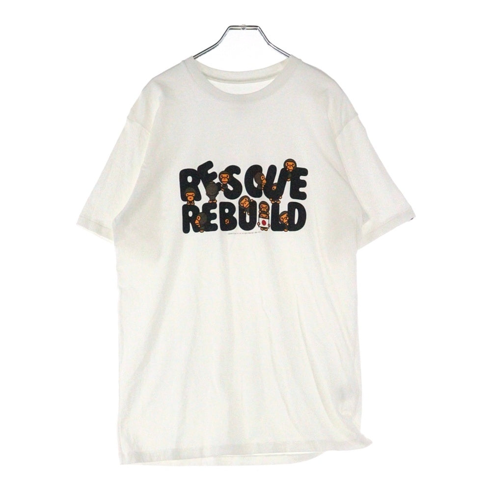 A BATHING APE(アベイシングエイプ) RESCUE REBUILD フロントロゴプリント半袖Tシャツ ホワイト 1860-110-163