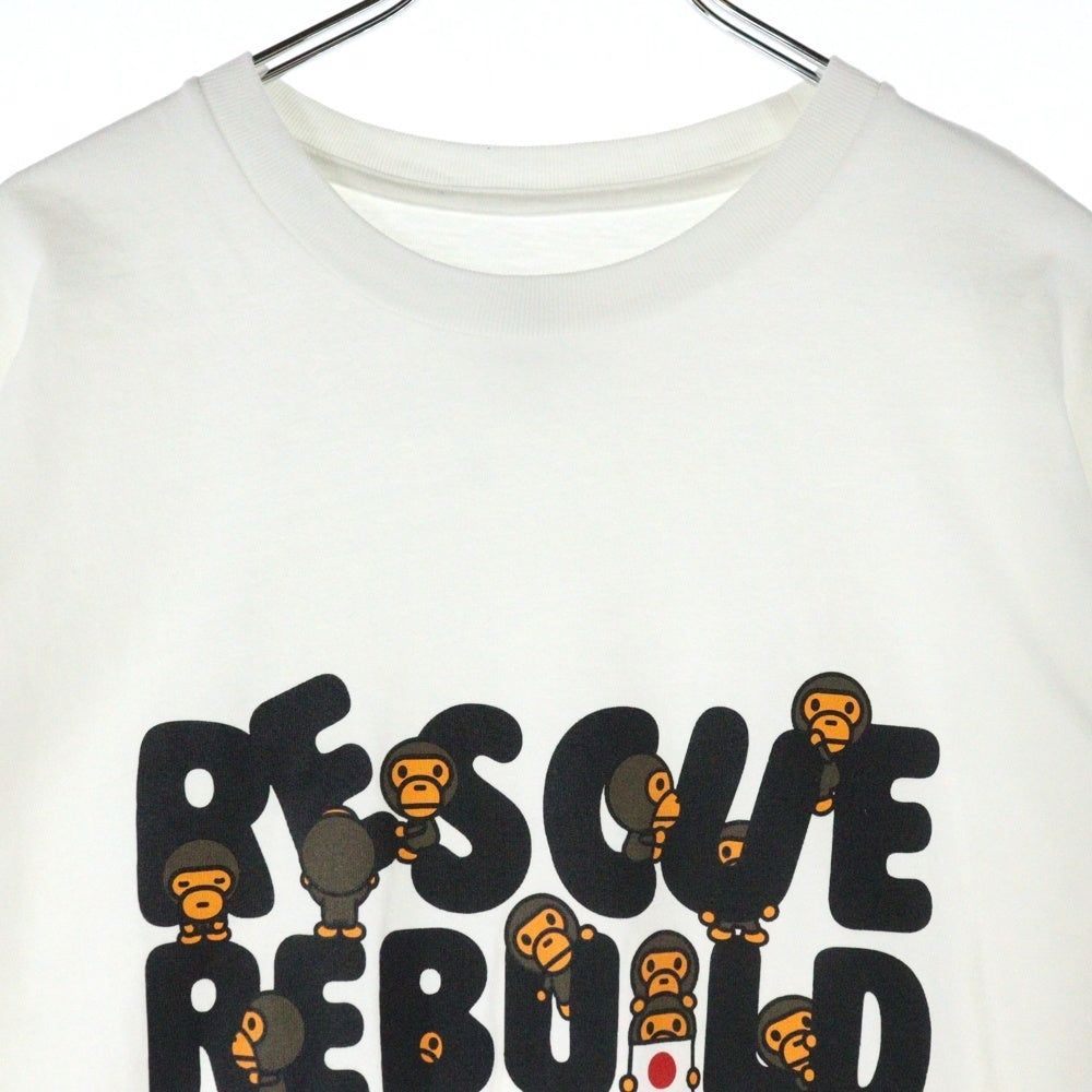 A BATHING APE(アベイシングエイプ) RESCUE REBUILD フロントロゴプリント半袖Tシャツ ホワイト 1860-110-163