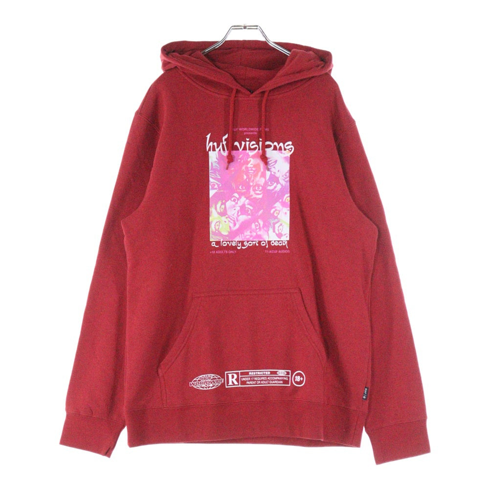 HUF(ハフ) LOVELY SORT PO HOODIE ラブリーフーディ プルオーバースウェットパーカー レッド