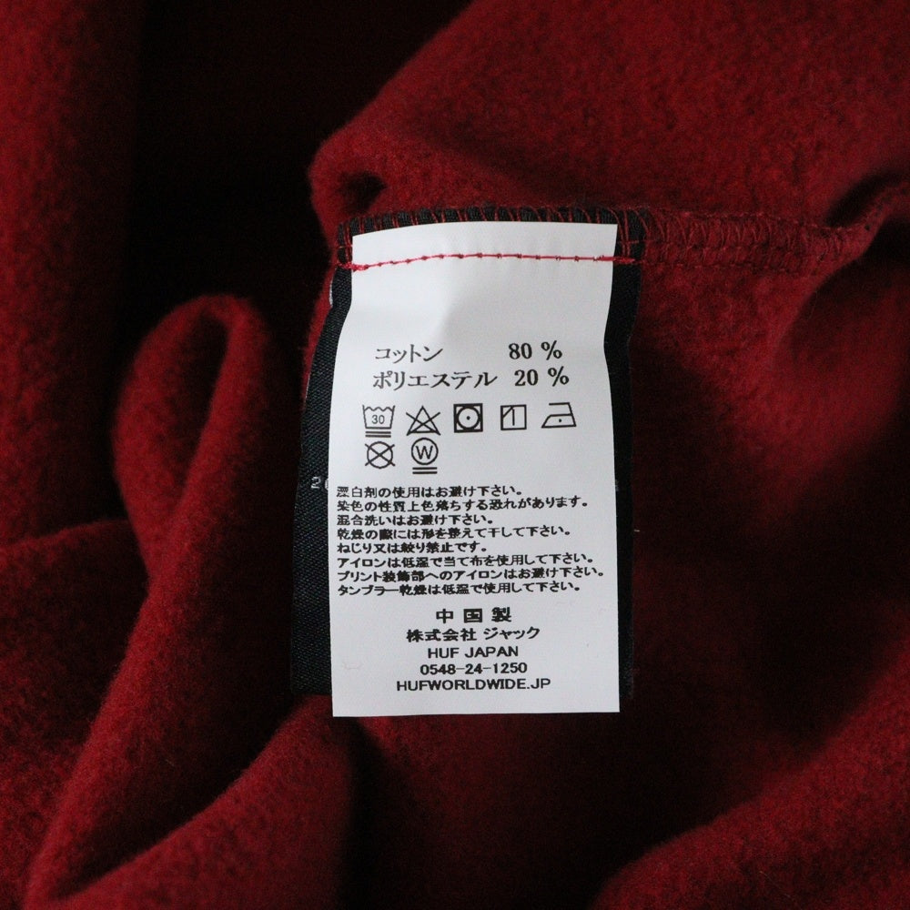 HUF(ハフ) LOVELY SORT PO HOODIE ラブリーフーディ プルオーバースウェットパーカー レッド