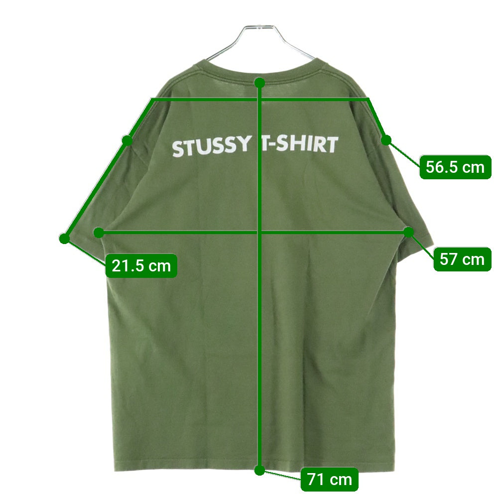 STUSSY(ステューシー) VINTAGE PIL MOTIF FRONT LOGO TEE ヴィンテージ モチーフフロントロゴ カーキ