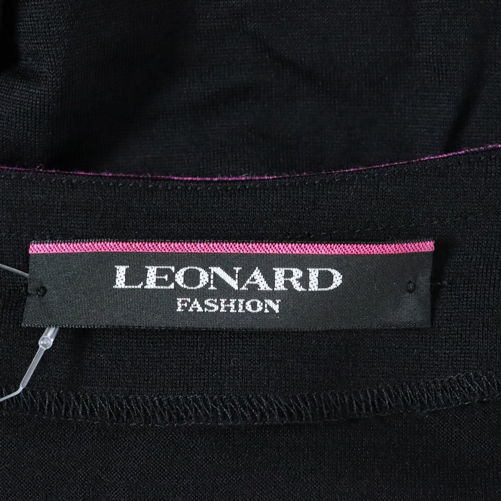LEONARD(レオナール) フラワー 花柄 総柄 デザイン アセテート長袖ニット レディース ブラック