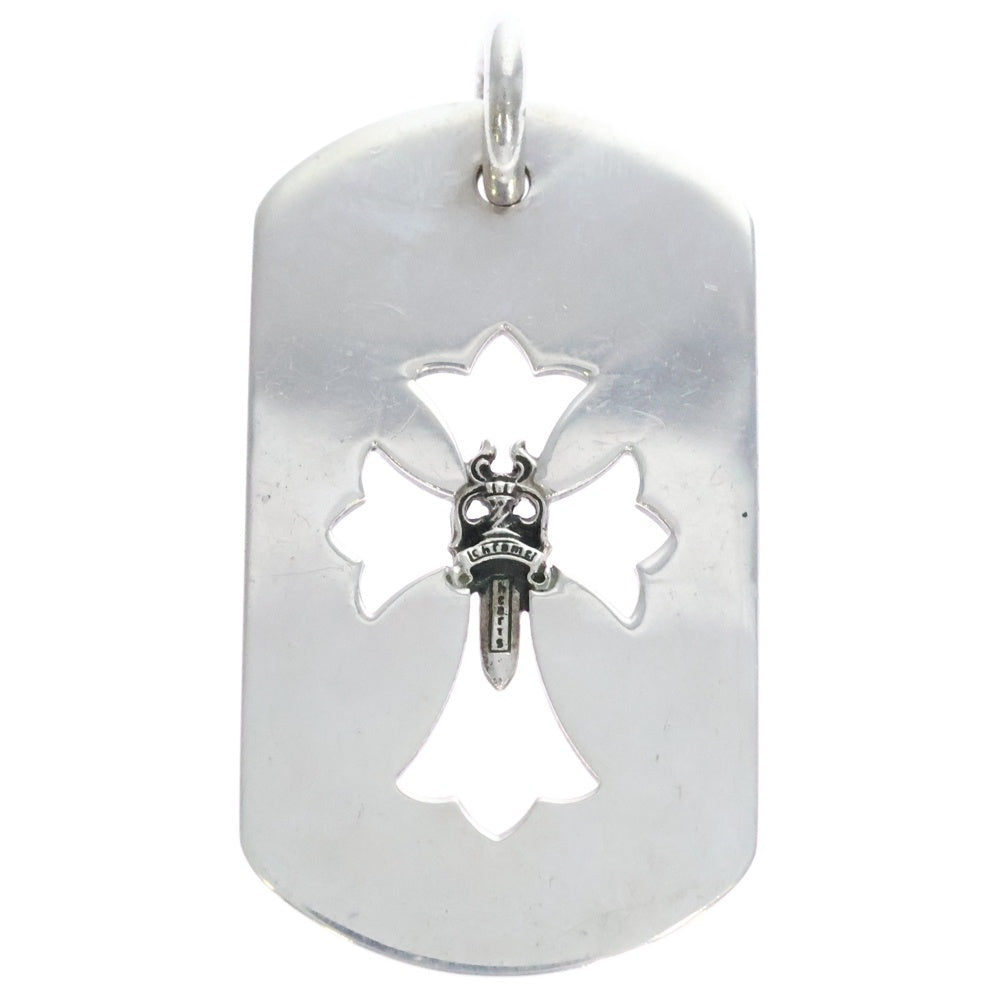 CHROME HEARTS(クロムハーツ) D TAG LRG CROSS DAGG カットアウトクロスダガー ラージドッグタグネックレストップ シルバー