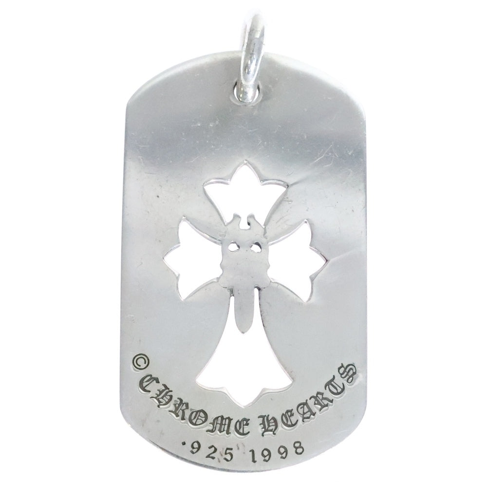 CHROME HEARTS(クロムハーツ) D TAG LRG CROSS DAGG カットアウトクロスダガー ラージドッグタグネックレストップ シルバー