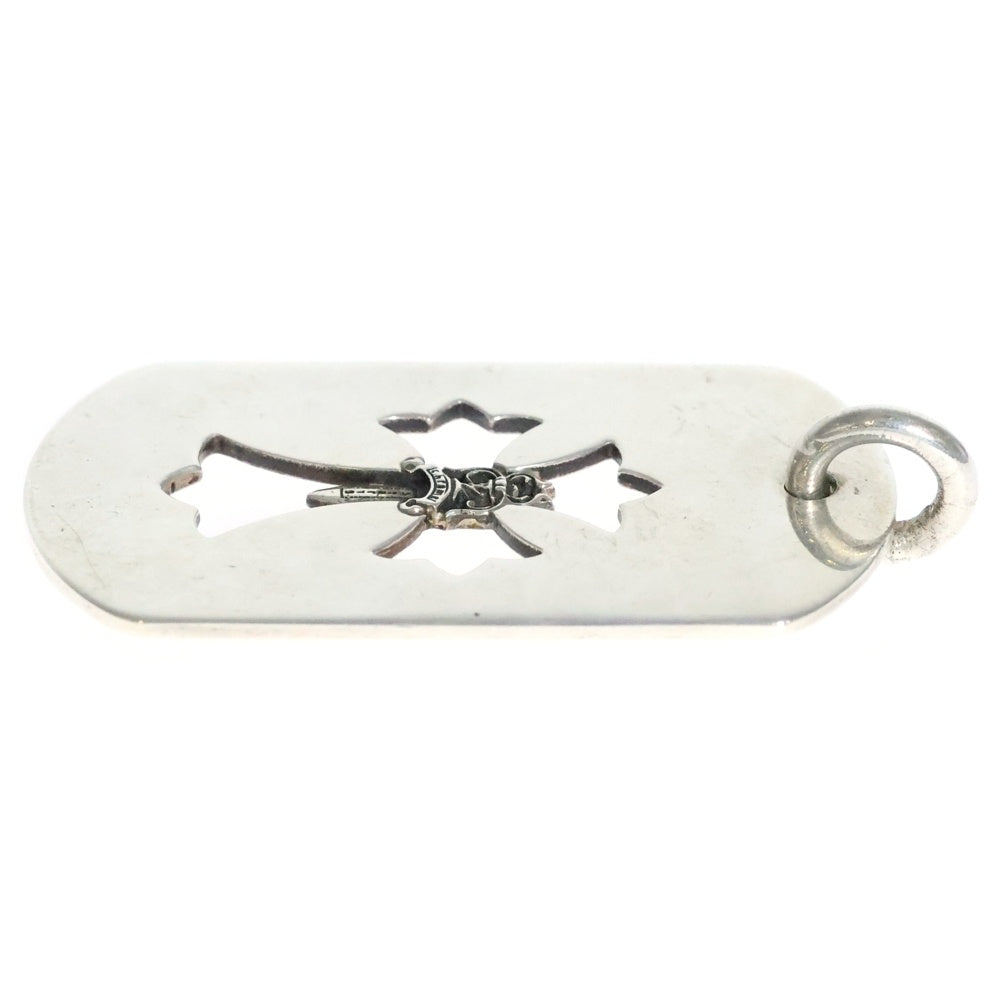 CHROME HEARTS(クロムハーツ) D TAG LRG CROSS DAGG カットアウトクロスダガー ラージドッグタグネックレストップ シルバー