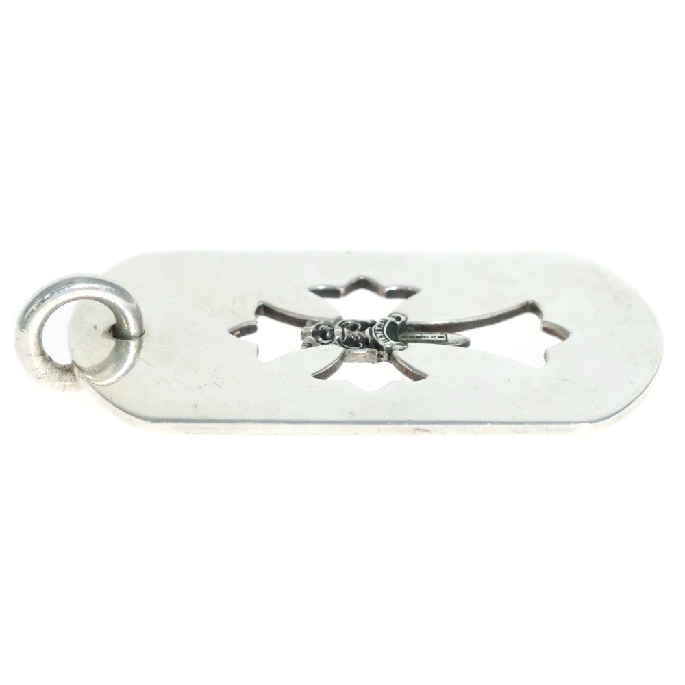 CHROME HEARTS(クロムハーツ) D TAG LRG CROSS DAGG カットアウトクロスダガー ラージドッグタグネックレストップ シルバー
