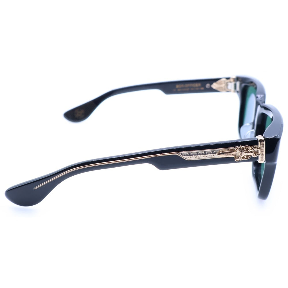 CHROME HEARTS(クロムハーツ) BOX-OFFICER BK-18KGP ダガーテンプル装飾 デモレンズ ブラックフレーム サングラス アイウェア 眼鏡 ブラック/ゴールド