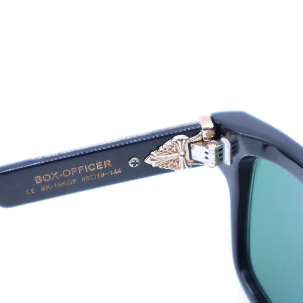 CHROME HEARTS(クロムハーツ) BOX-OFFICER BK-18KGP ダガーテンプル装飾 デモレンズ ブラックフレーム サングラス アイウェア 眼鏡 ブラック/ゴールド