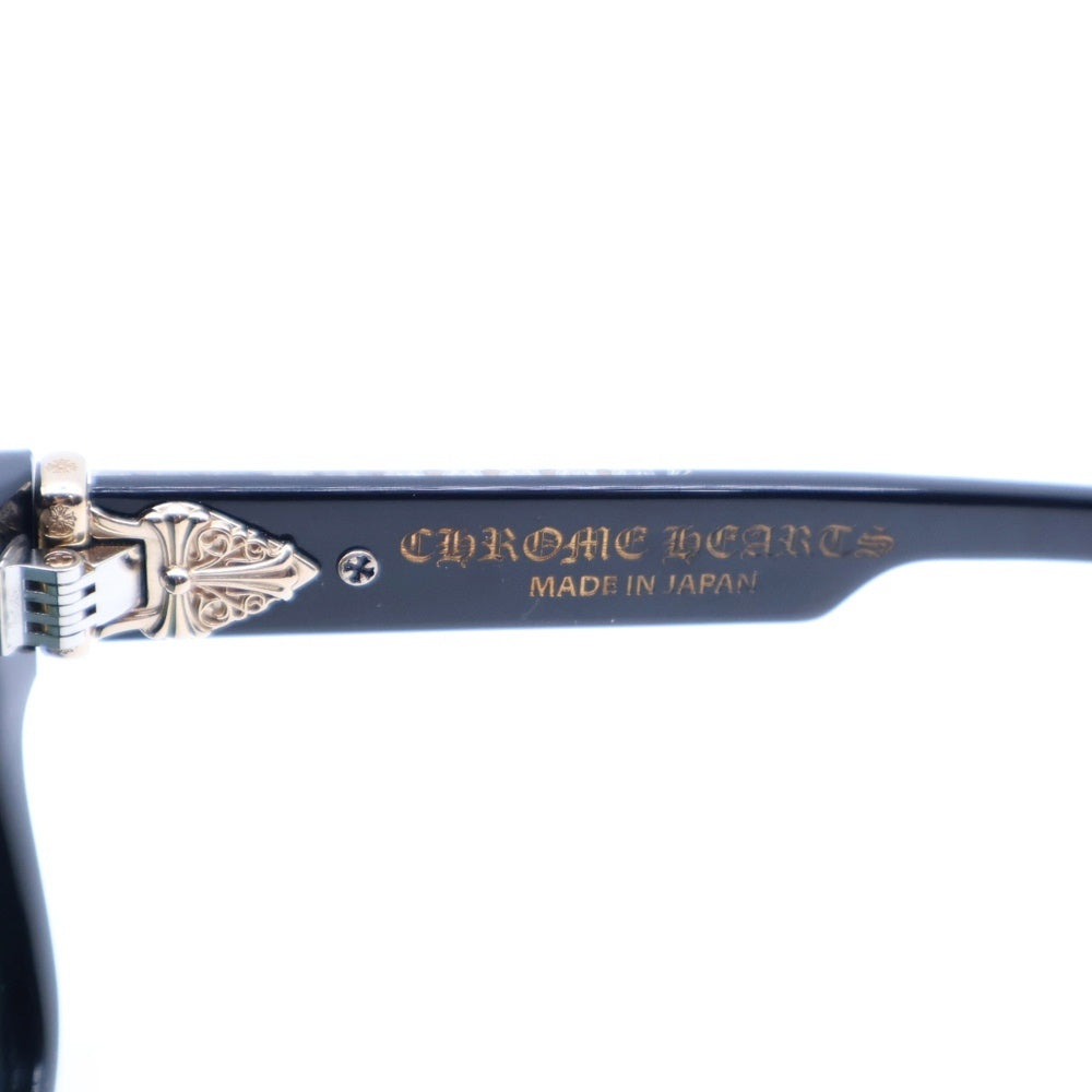 CHROME HEARTS(クロムハーツ) BOX-OFFICER BK-18KGP ダガーテンプル装飾 デモレンズ ブラックフレーム サングラス アイウェア 眼鏡 ブラック/ゴールド