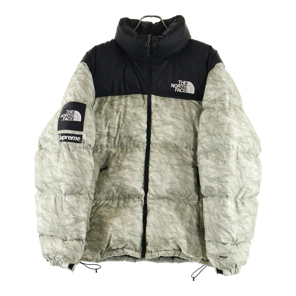 SUPREME(シュプリーム) 19AW ×THE NORTH FACE Paper Print Nuptse Jacket ND91806I ザ ノースフェイス ペーパープリント ヌプシ ナイロン ダウンジャケット ブラック/グレー