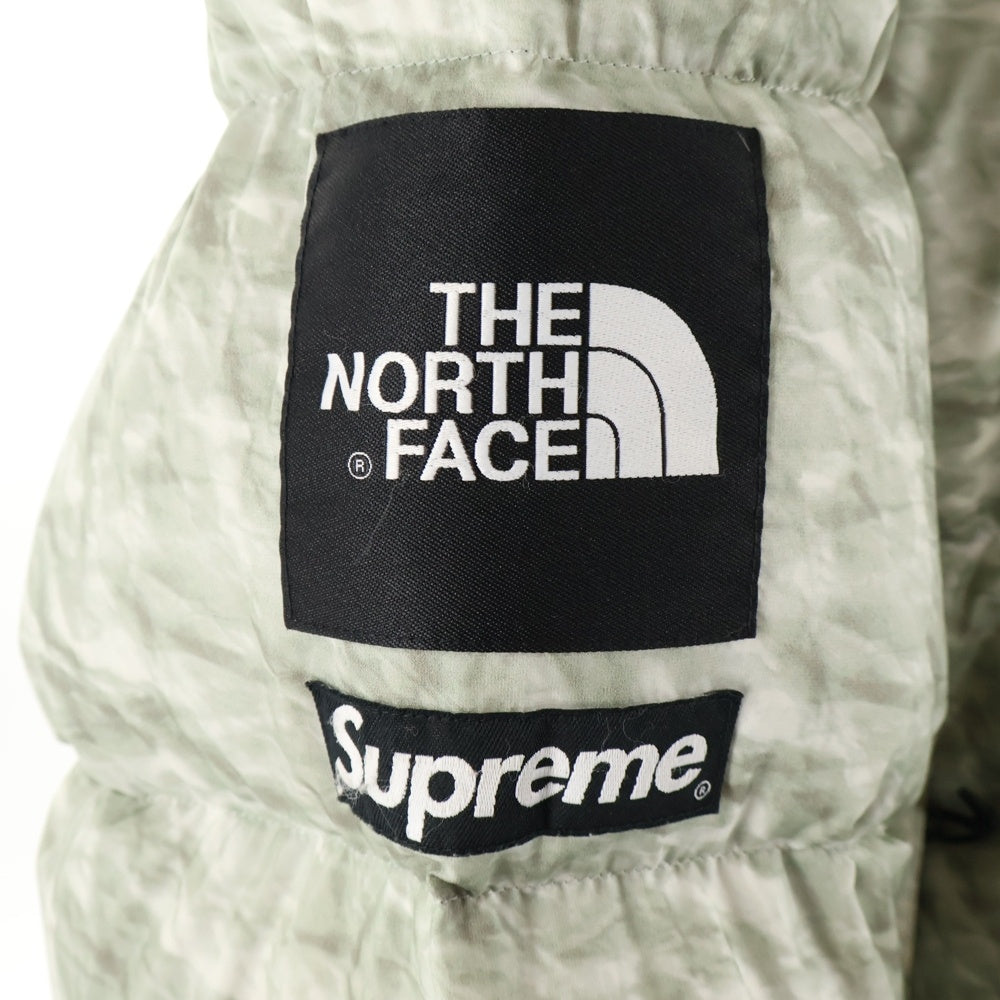 SUPREME(シュプリーム) 19AW ×THE NORTH FACE Paper Print Nuptse Jacket ND91806I ザ ノースフェイス ペーパープリント ヌプシ ナイロン ダウンジャケット ブラック/グレー