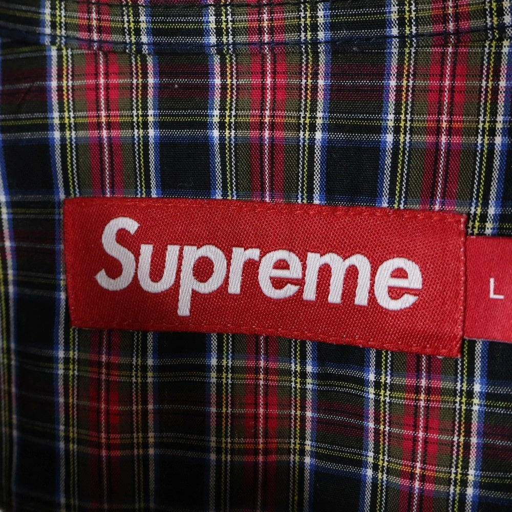 SUPREME(シュプリーム) 24SS Loose Fit Mini Plaid S/S Shirt 刺繍 半袖チェックシャツ レッド