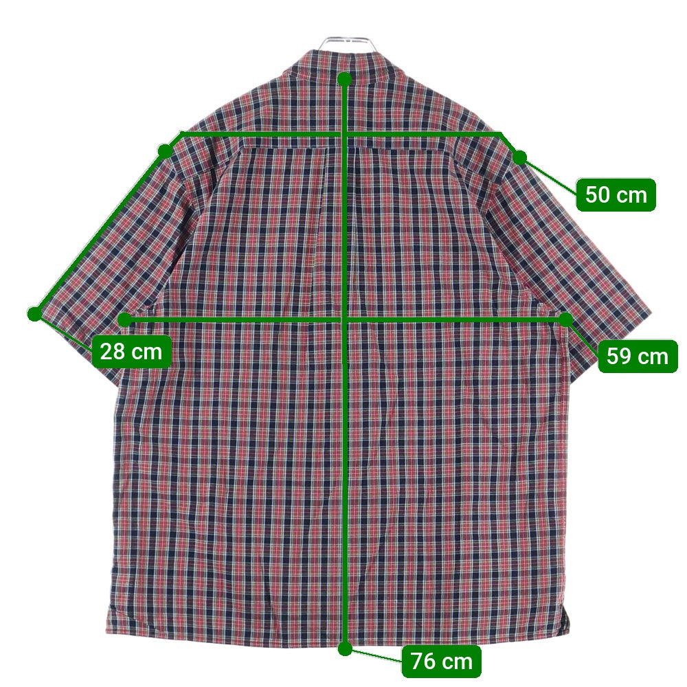 SUPREME(シュプリーム) 24SS Loose Fit Mini Plaid S/S Shirt 刺繍 半袖チェックシャツ レッド