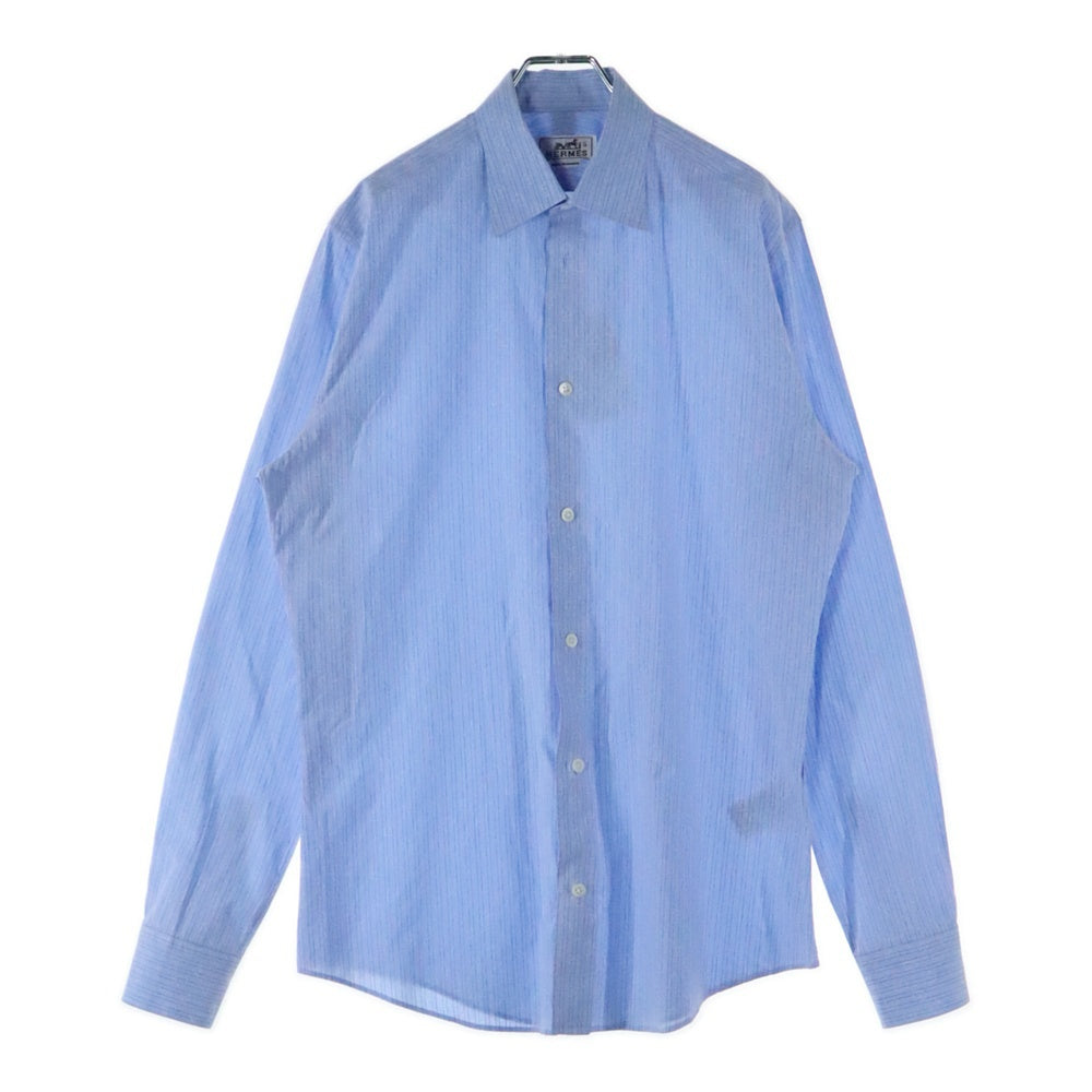 HERMES(エルメス) Shirt セリエボタン ストライプ長袖シャツ ブルー