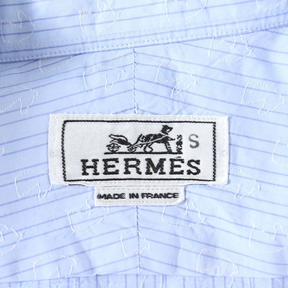 HERMES(エルメス) Shirt セリエボタン ストライプ長袖シャツ ブルー