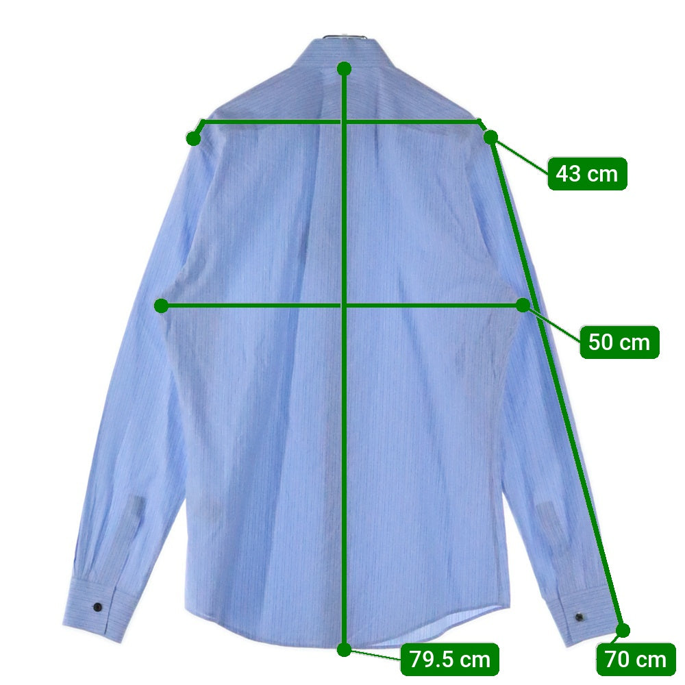 HERMES(エルメス) Shirt セリエボタン ストライプ長袖シャツ ブルー
