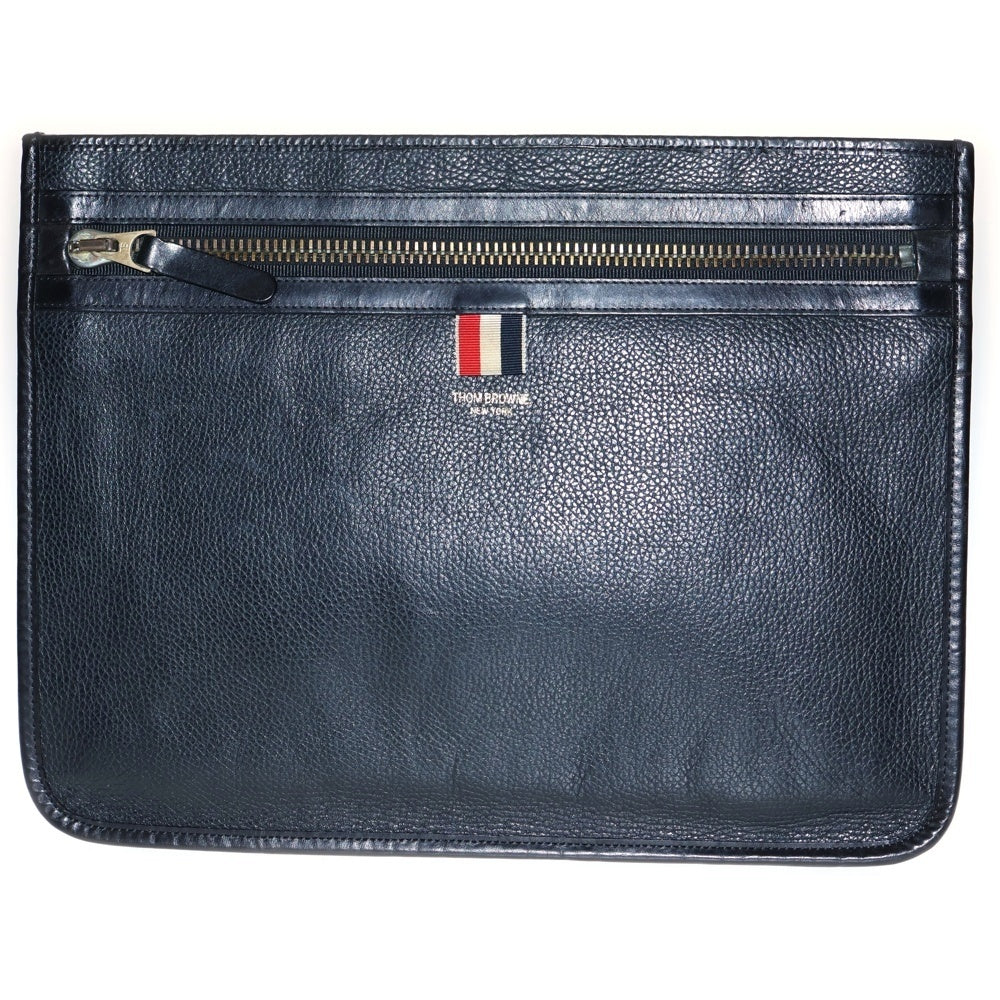THOM BROWNE(トムブラウン) Lether Clutch Bag レザークラッチバッグ ブラック