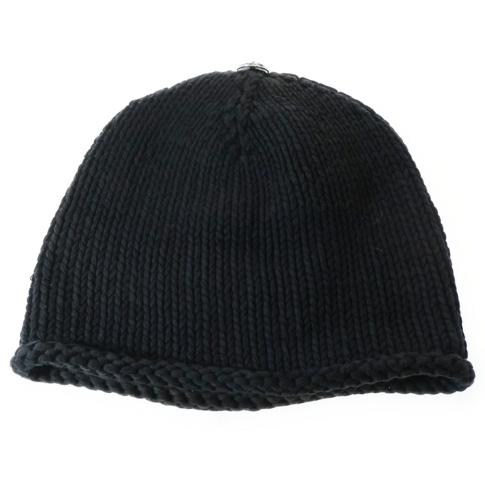 CHROME HEARTS(クロムハーツ) BEANIE クロスボールボタン クロスパッチ ビーニー ニット帽 帽子 ブラック