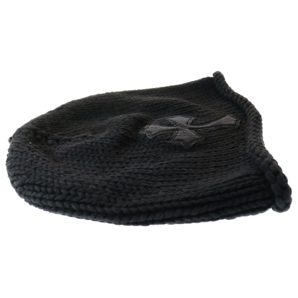 CHROME HEARTS(クロムハーツ) BEANIE クロスボールボタン クロスパッチ ビーニー ニット帽 帽子 ブラック