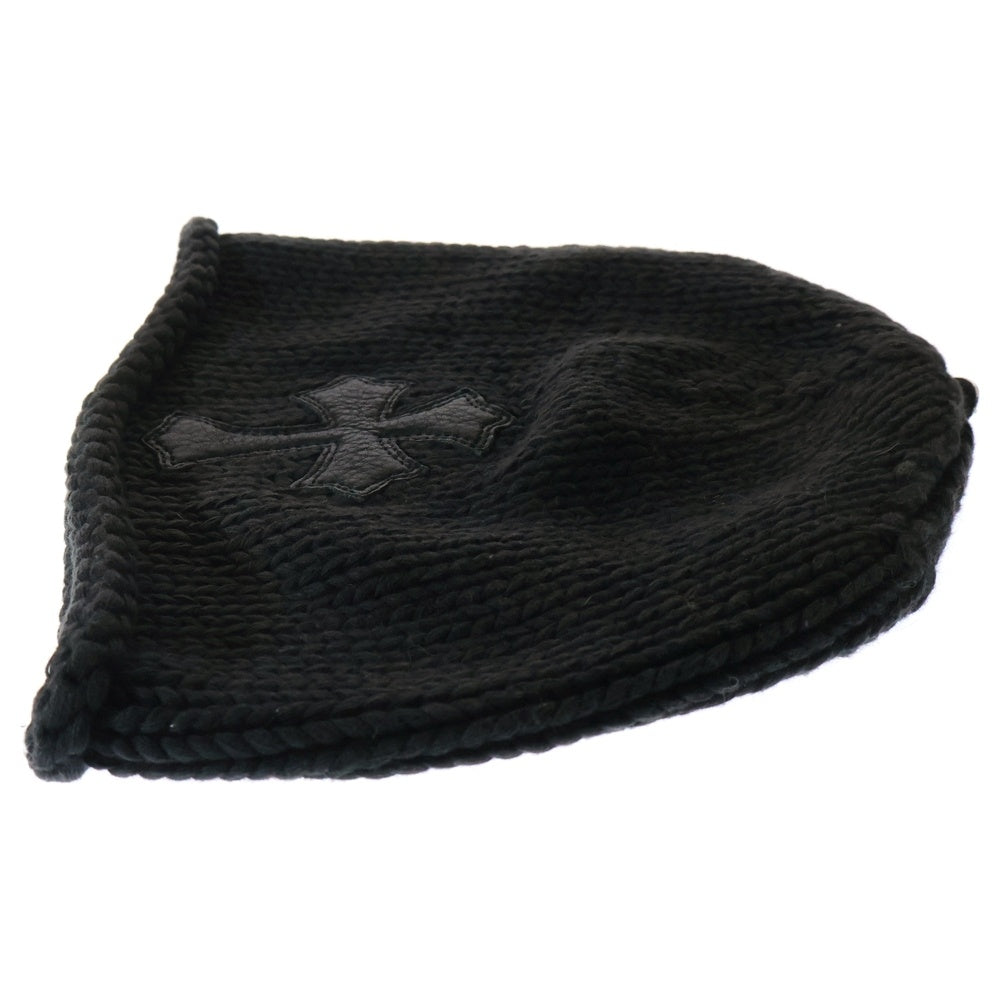 CHROME HEARTS(クロムハーツ) BEANIE クロスボールボタン クロスパッチ ビーニー ニット帽 帽子 ブラック