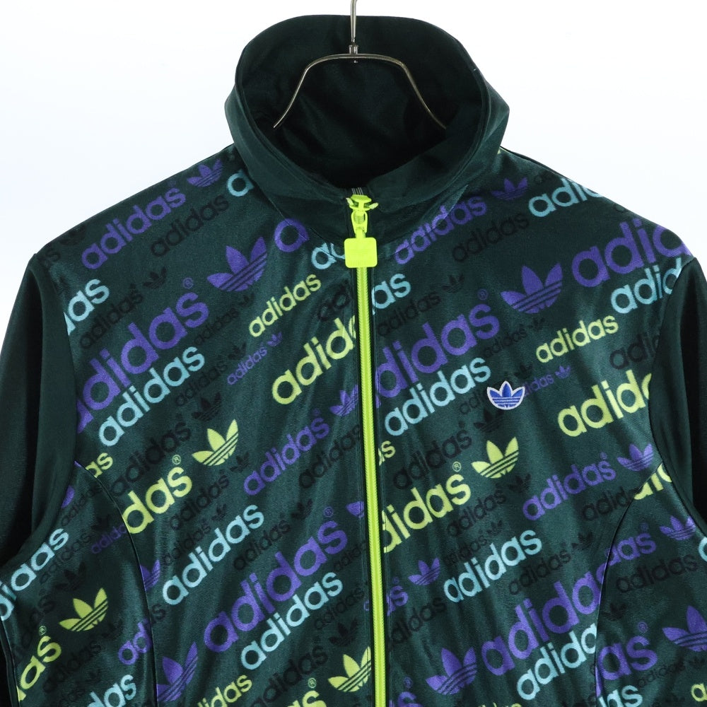 adidas(アディダス) ロゴ総柄 ナイロントラックジャケット グリーン