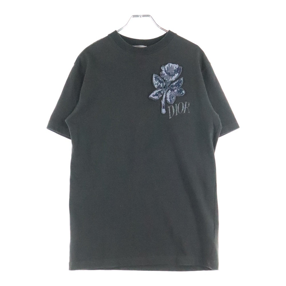 DIOR(ディオール) ×ALEX FOXTON 20SS Flour Tee アレックスフォックストン フラワーパッチ 半袖Tシャツ ブラック 943J605D0554