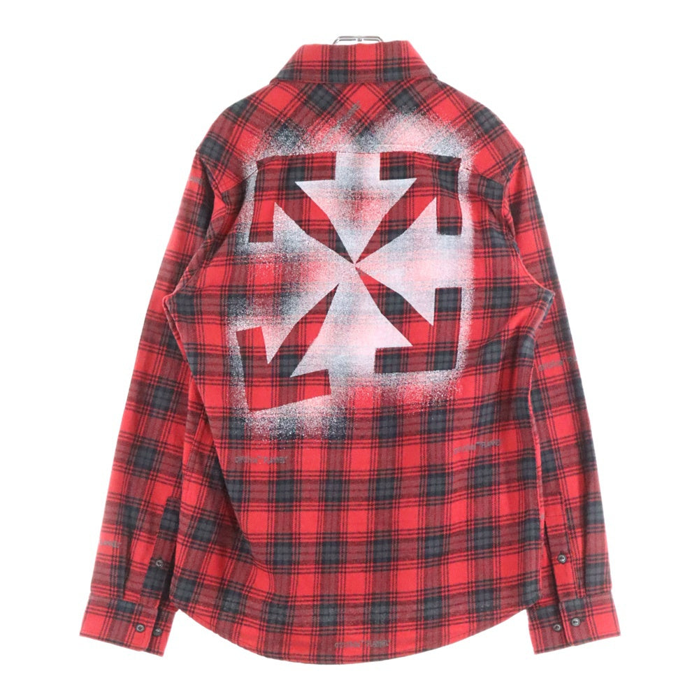 OFF-WHITE(オフホワイト) 20AW Flannel Shirt スプレーロゴ 長袖チェックシャツ ネルシャツ レッド OMGA133E20FAB001