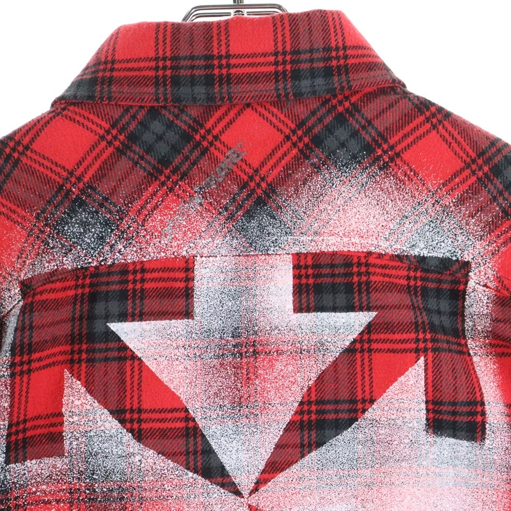 OFF-WHITE(オフホワイト) 20AW Flannel Shirt スプレーロゴ 長袖チェックシャツ ネルシャツ レッド OMGA133E20FAB001