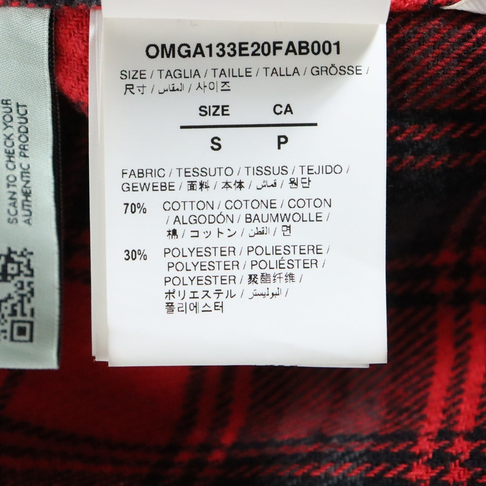 OFF-WHITE(オフホワイト) 20AW Flannel Shirt スプレーロゴ 長袖チェックシャツ ネルシャツ レッド OMGA133E20FAB001
