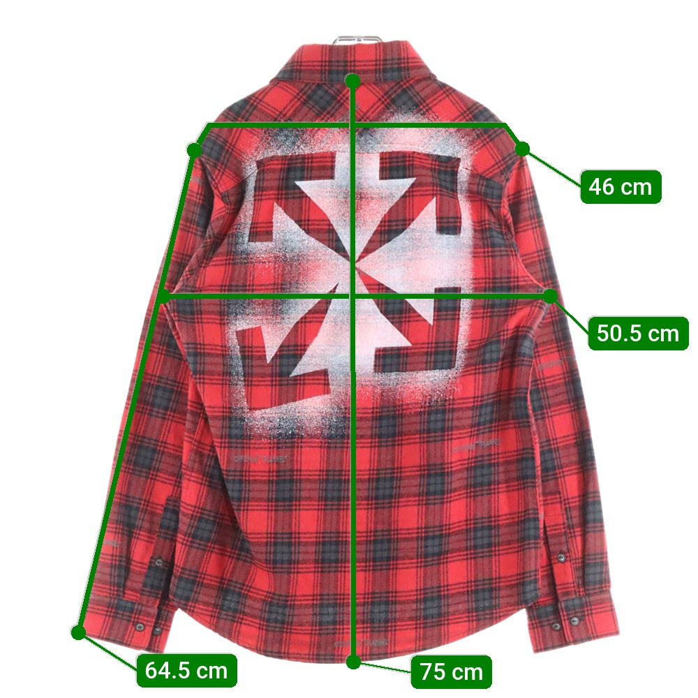 OFF-WHITE(オフホワイト) 20AW Flannel Shirt スプレーロゴ 長袖チェックシャツ ネルシャツ レッド OMGA133E20FAB001