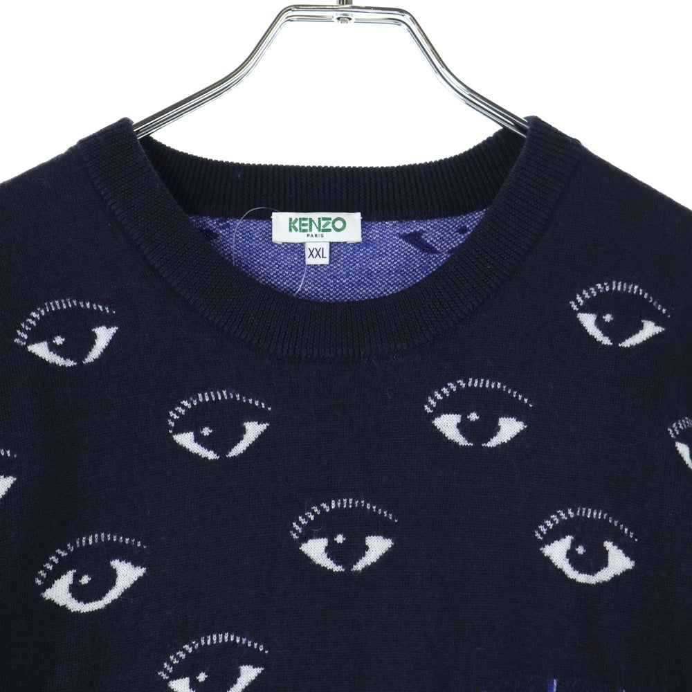 KENZO(ケンゾー) Eye Tiger Knit Sweater 総柄クルーネックニットセーター ネイビー F565PU2583XH