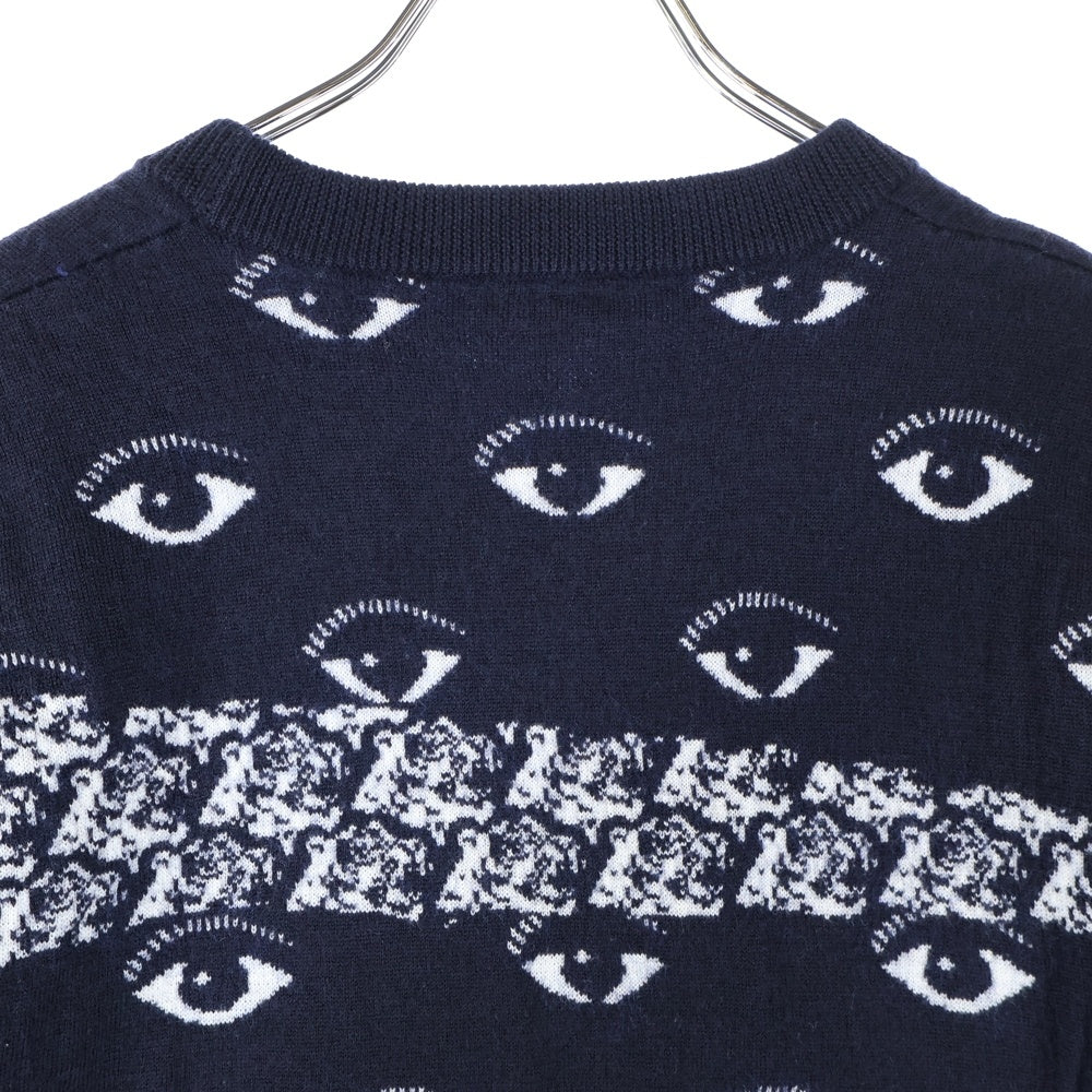 KENZO(ケンゾー) Eye Tiger Knit Sweater 総柄クルーネックニットセーター ネイビー F565PU2583XH