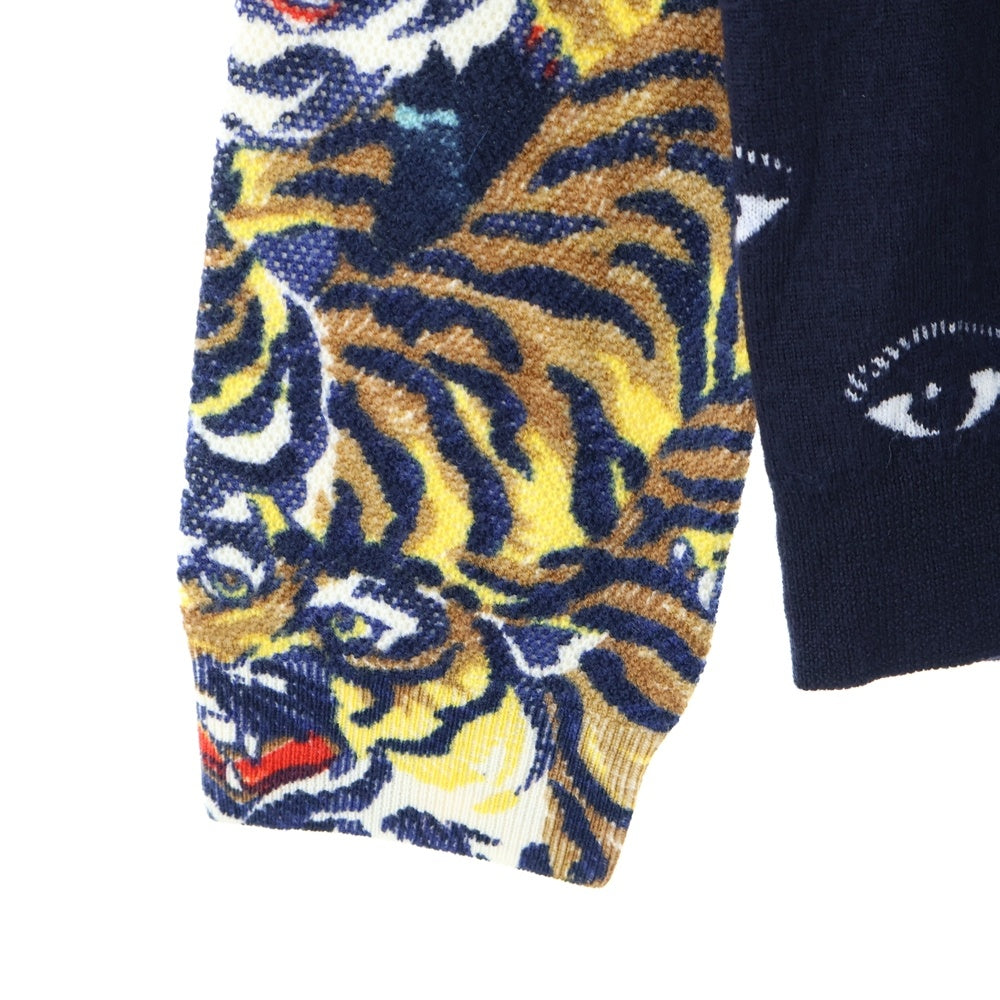KENZO(ケンゾー) Eye Tiger Knit Sweater 総柄クルーネックニットセーター ネイビー F565PU2583XH