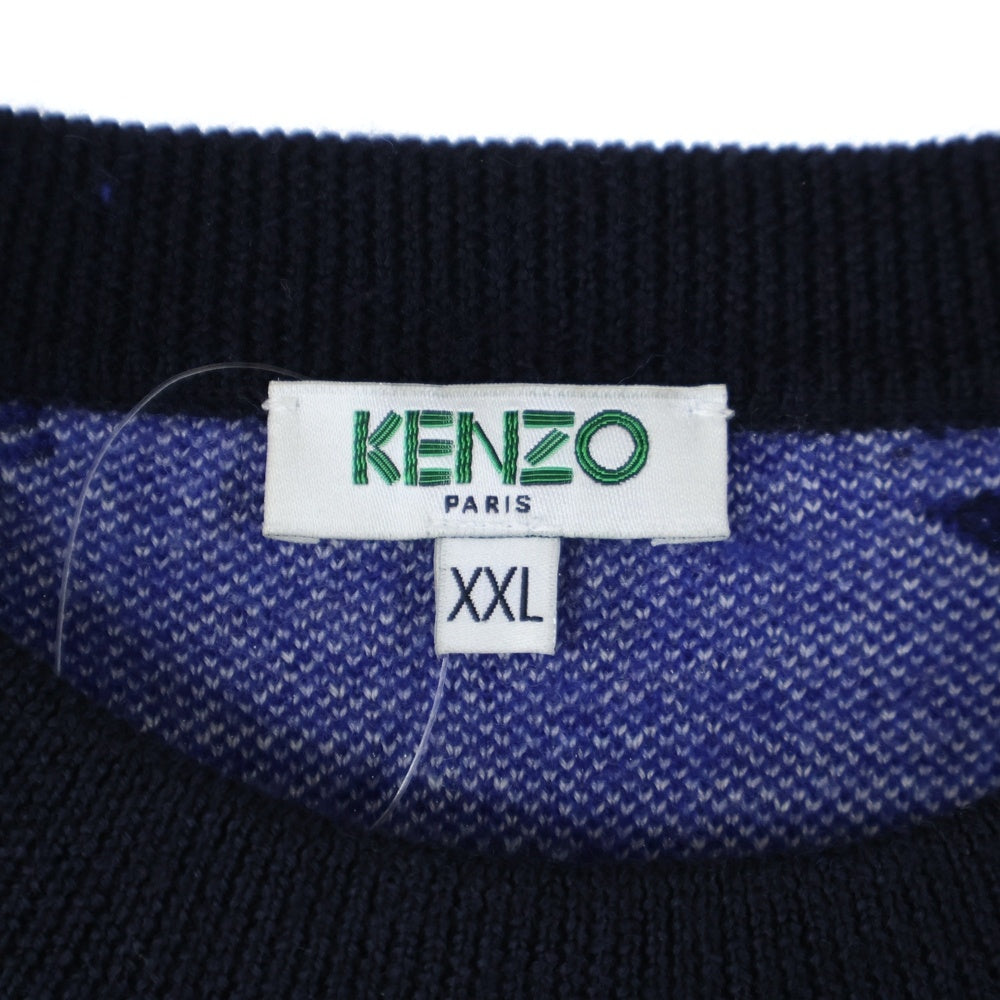 KENZO(ケンゾー) Eye Tiger Knit Sweater 総柄クルーネックニットセーター ネイビー F565PU2583XH