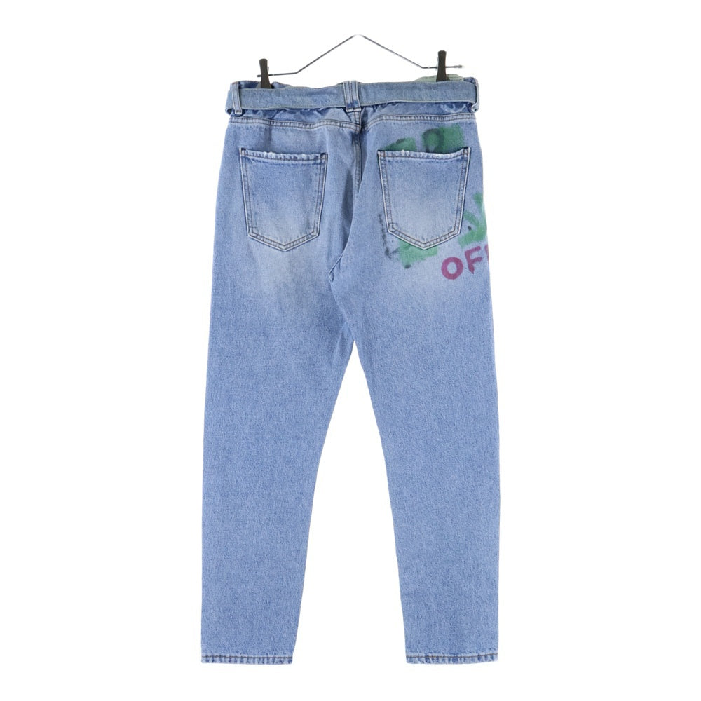 OFF-WHITE(オフホワイト) 19AW Painted Denim Pants ペイント ベルト付きデニムパンツ インディゴ OMYA005E19386037