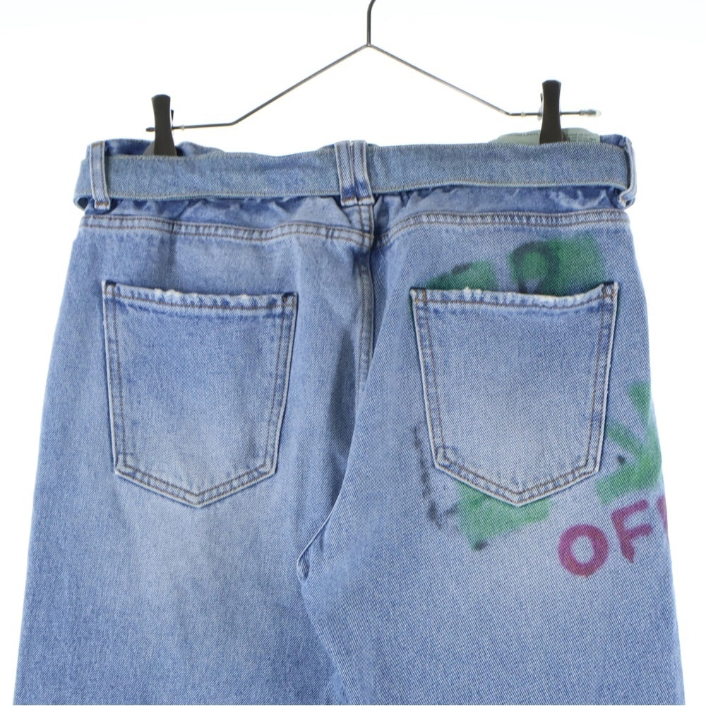 OFF-WHITE(オフホワイト) 19AW Painted Denim Pants ペイント ベルト付きデニムパンツ インディゴ OMYA005E19386037