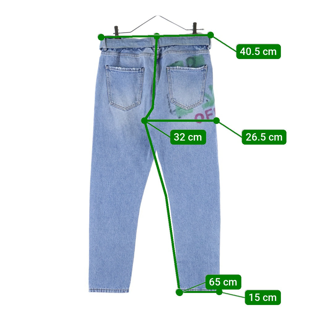 OFF-WHITE(オフホワイト) 19AW Painted Denim Pants ペイント ベルト付きデニムパンツ インディゴ OMYA005E19386037