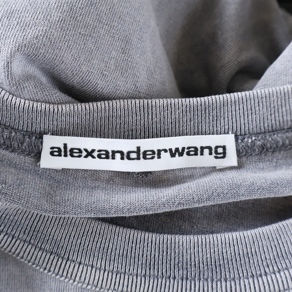 ALEXANDER WANG(アレキサンダーワン) Emboss T-Shirt エンボスロゴ 半袖Tシャツ グレー レディース