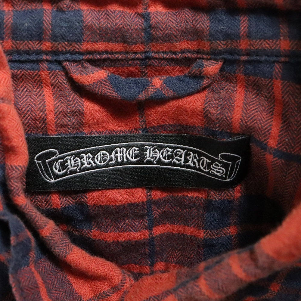 CHROME HEARTS(クロムハーツ) LOOSEENDS LS ルーズエンド アームクロスパッチ クロスボールボタンチェック長袖シャツ レッド