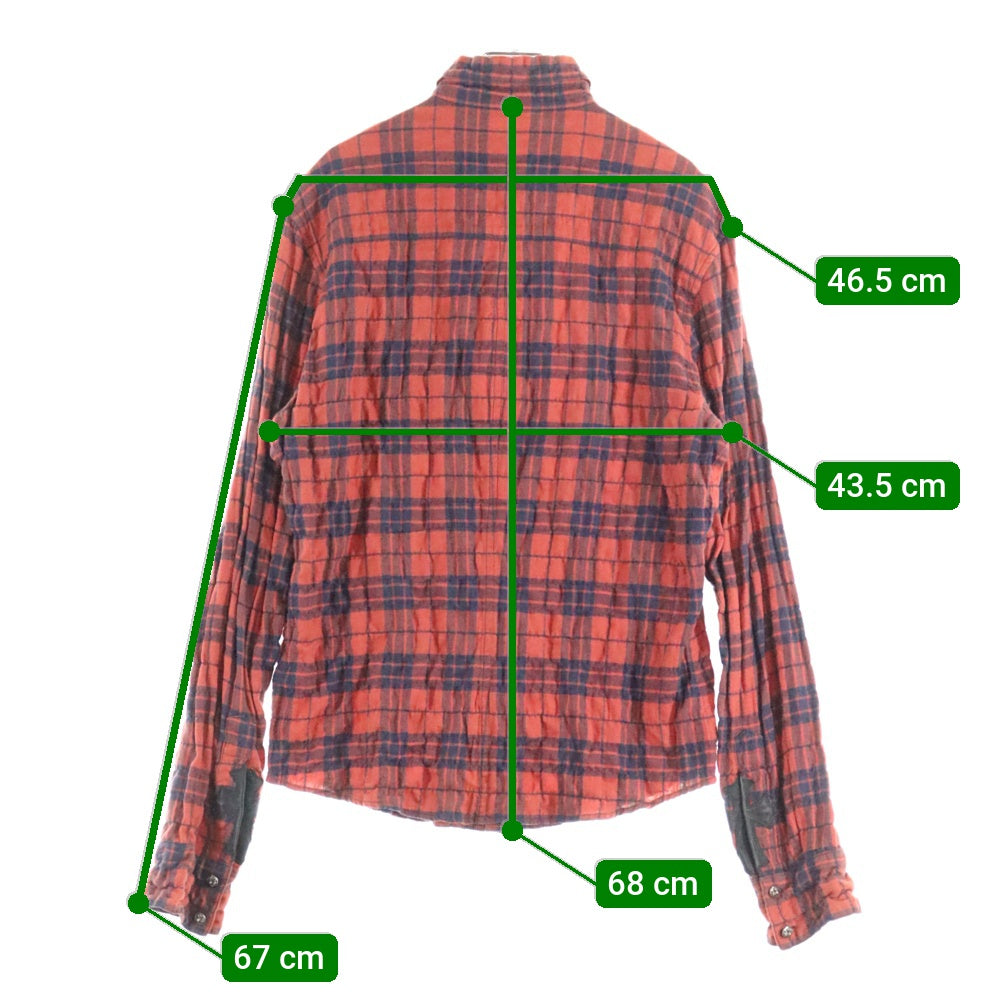 CHROME HEARTS(クロムハーツ) LOOSEENDS LS ルーズエンド アームクロスパッチ クロスボールボタンチェック長袖シャツ レッド