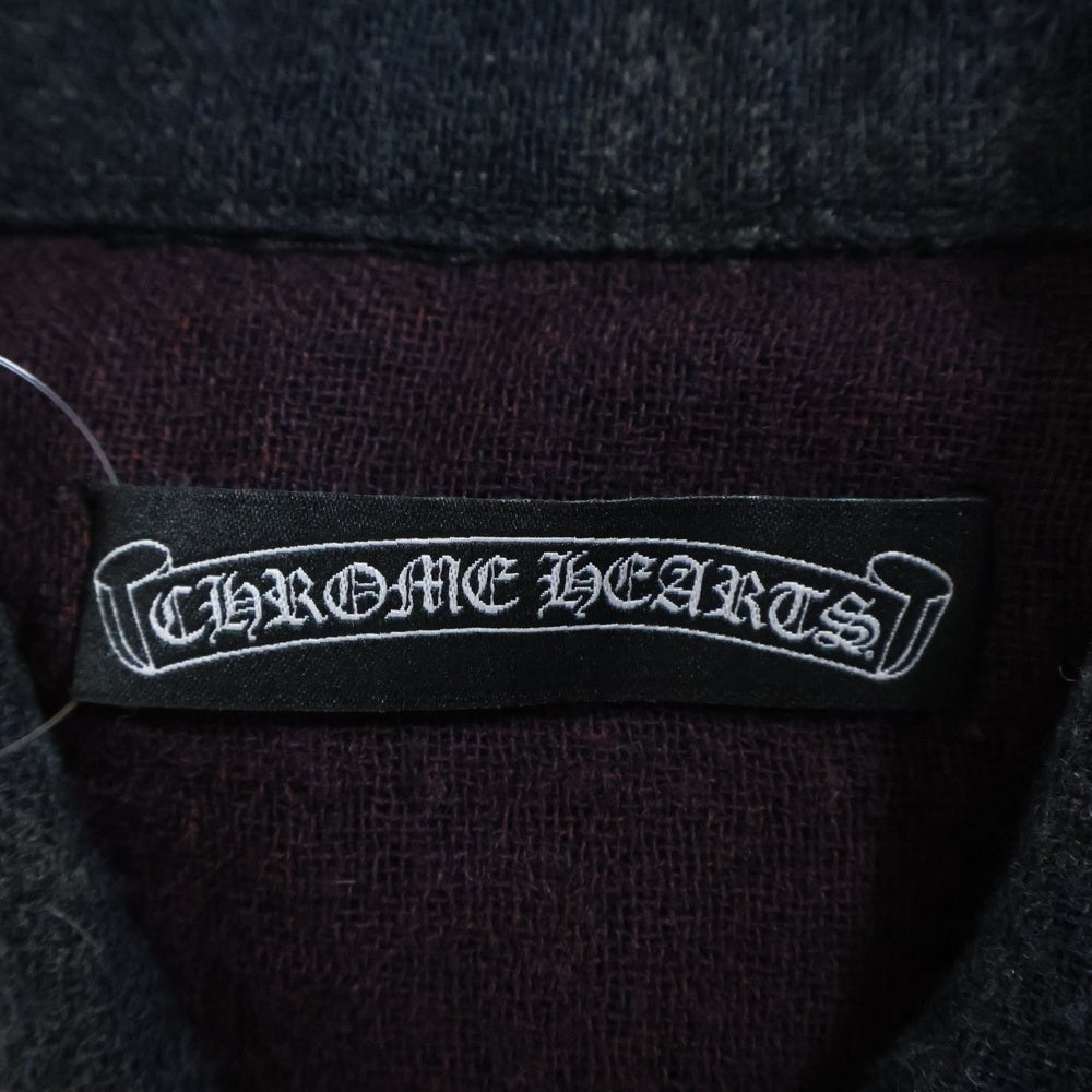 CHROME HEARTS(クロムハーツ) WESTERN ウェスタン フローラルクロスボタン 袖クロスパッチ付き 長袖シャツ ネイビー