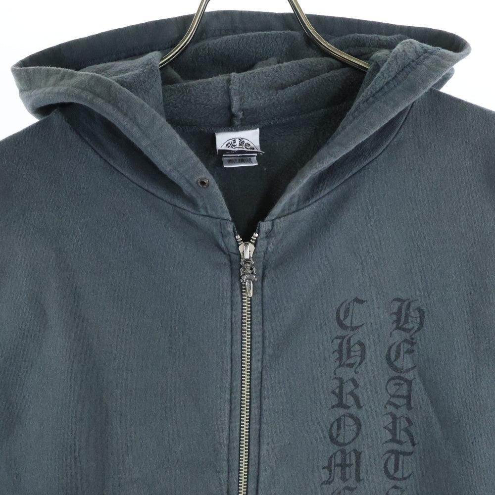 CHROME HEARTS(クロムハーツ) SWTSHRT HD ZIP ロゴプリントダガージップスウェットパーカー グレー
