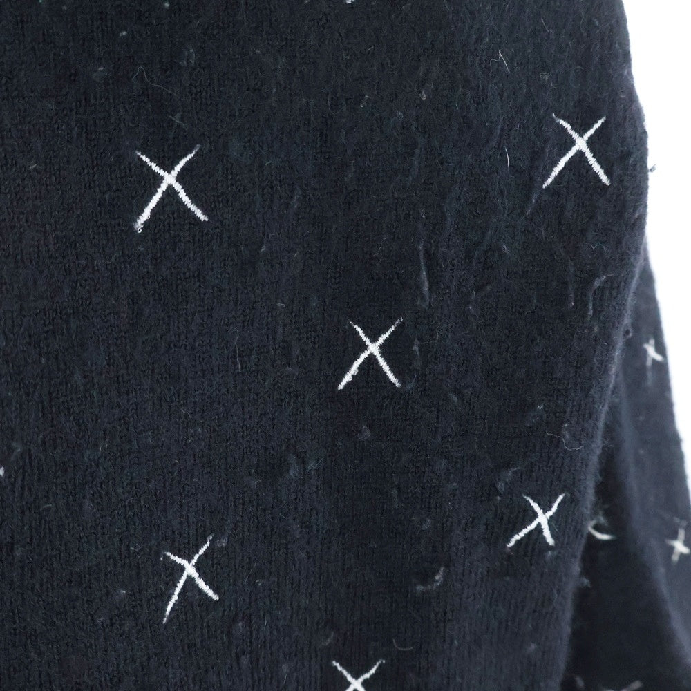 Original Fake(オリジナルフェイク) 刺繍 Vネックニットセーター ブラック